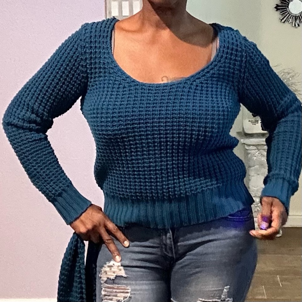 Teal sweater with scarf